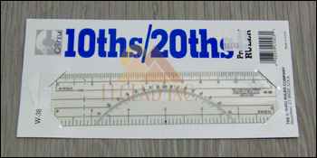 C-thru W-38 Protractor ruler 10ths/20ths