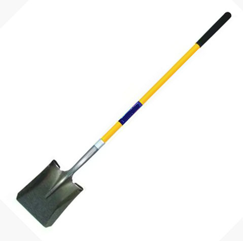 Fiberglass Handle Square Point Shovel, 47.5" handle