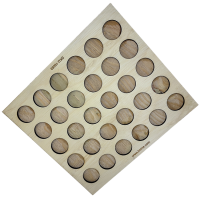 30 place Button Tray, Wood, 1-1/2" depressions