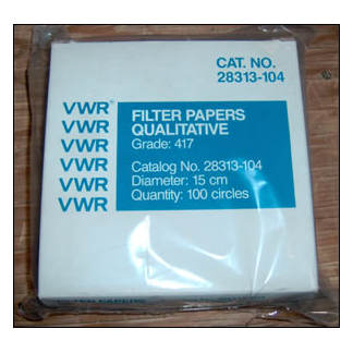 15 cm Grade 417 Filter Paper, Qualitative, Crepe (40um) 50/pk