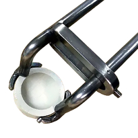 60" cupel tong, with guide and cupel pickup shoes