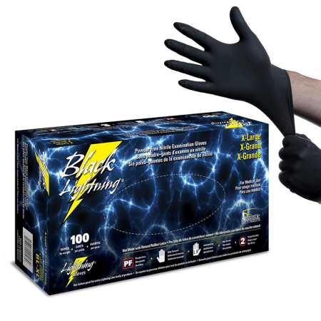 Nitrile (Powder-Free) Gloves (Box of 100) -  NEW Black Lightning OHD