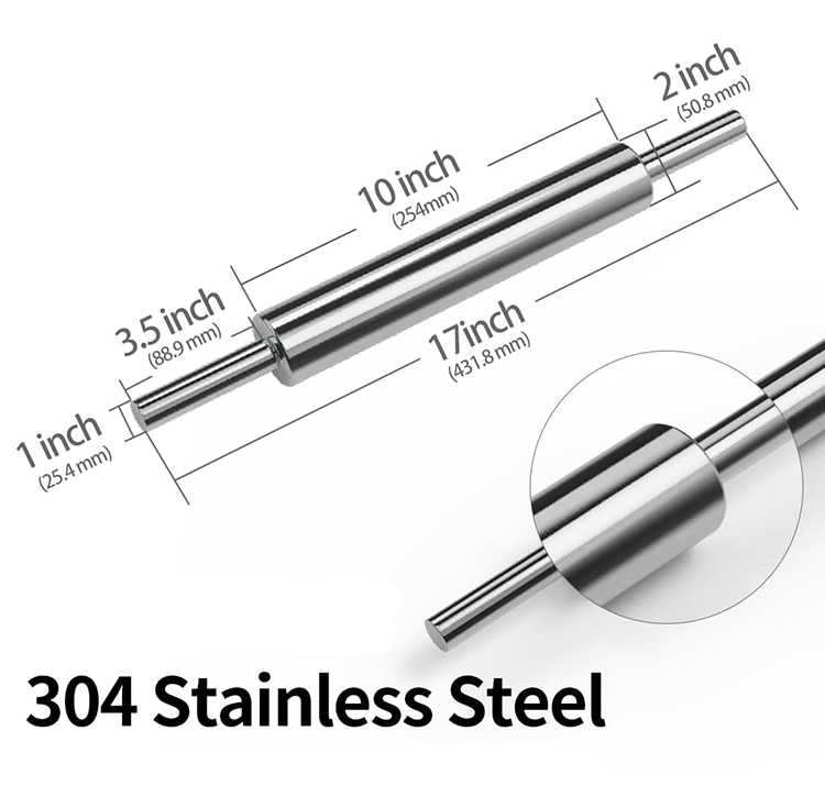17" (43cm) Rolling Pin - 304 Stainless Steel - Image 2