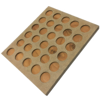 30 place Button Tray, Wood, 1-1/2" depressions