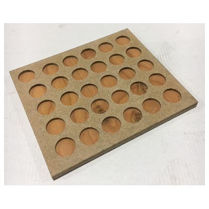 30 place Button Tray, Wood, 1-1/2" depressions
