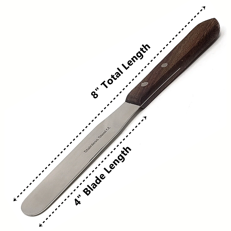 8" Stainless Steel Spatula (4" Blade) with 4" Wooden Handle - Image 2